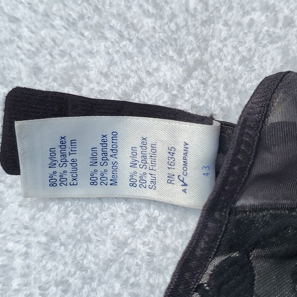 Black Mesh Leaf pattern Bra 34b - Picture 6 of 6